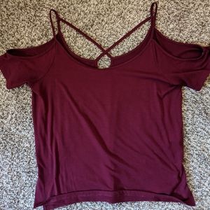 Maroon Strappy T-Shirt
